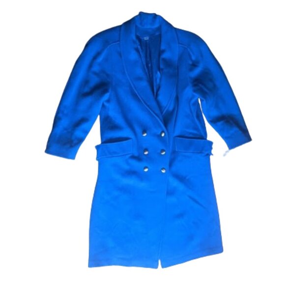 VINTAGE WOOL Double Breasted Royal Blue Coat SIZE 12 -Fit 14-16 NEW WITH TAG NWT - Picture 3 of 9
